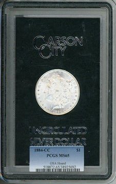 1884-CC $1 GSA Hoard Morgan Dollar PCGS MS65