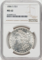1886-S $1 Morgan Dollar NGC MS62
