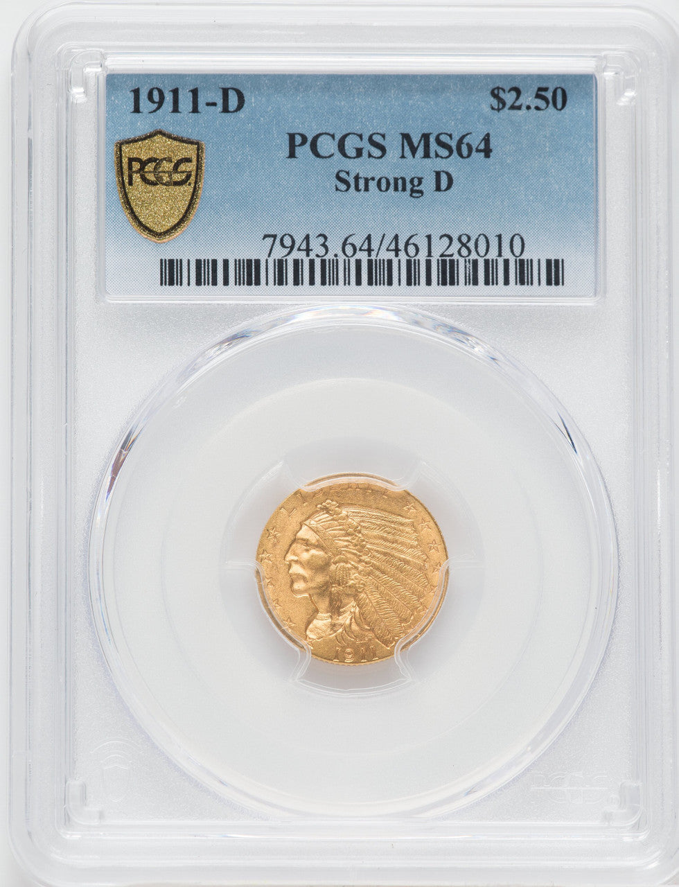 1911-D $2.50 Indian Quarter Eagle PCGS MS64