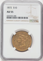 1872 $10 Liberty Eagle NGC AU55