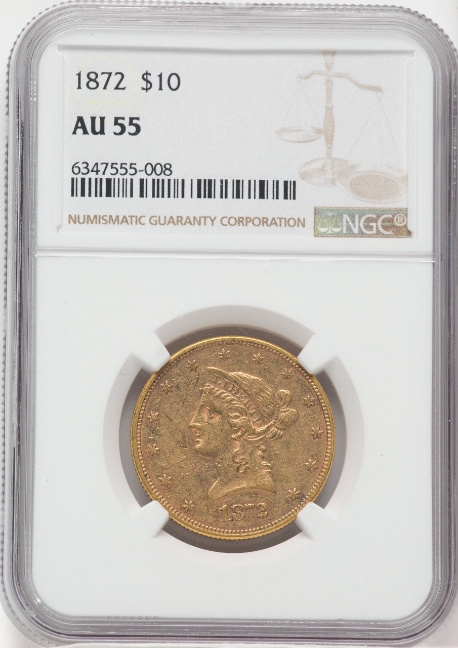 1872 $10 Liberty Eagle NGC AU55