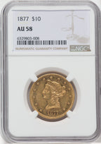 1877 $10 Liberty Eagle NGC AU58