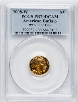 2008-W $5 Tenth-Ounce Gold Buffalo .9999 Fine Gold PCGS PR70