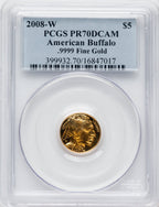 2008-W $5 Tenth-Ounce Gold Buffalo .9999 Fine Gold PCGS PR70