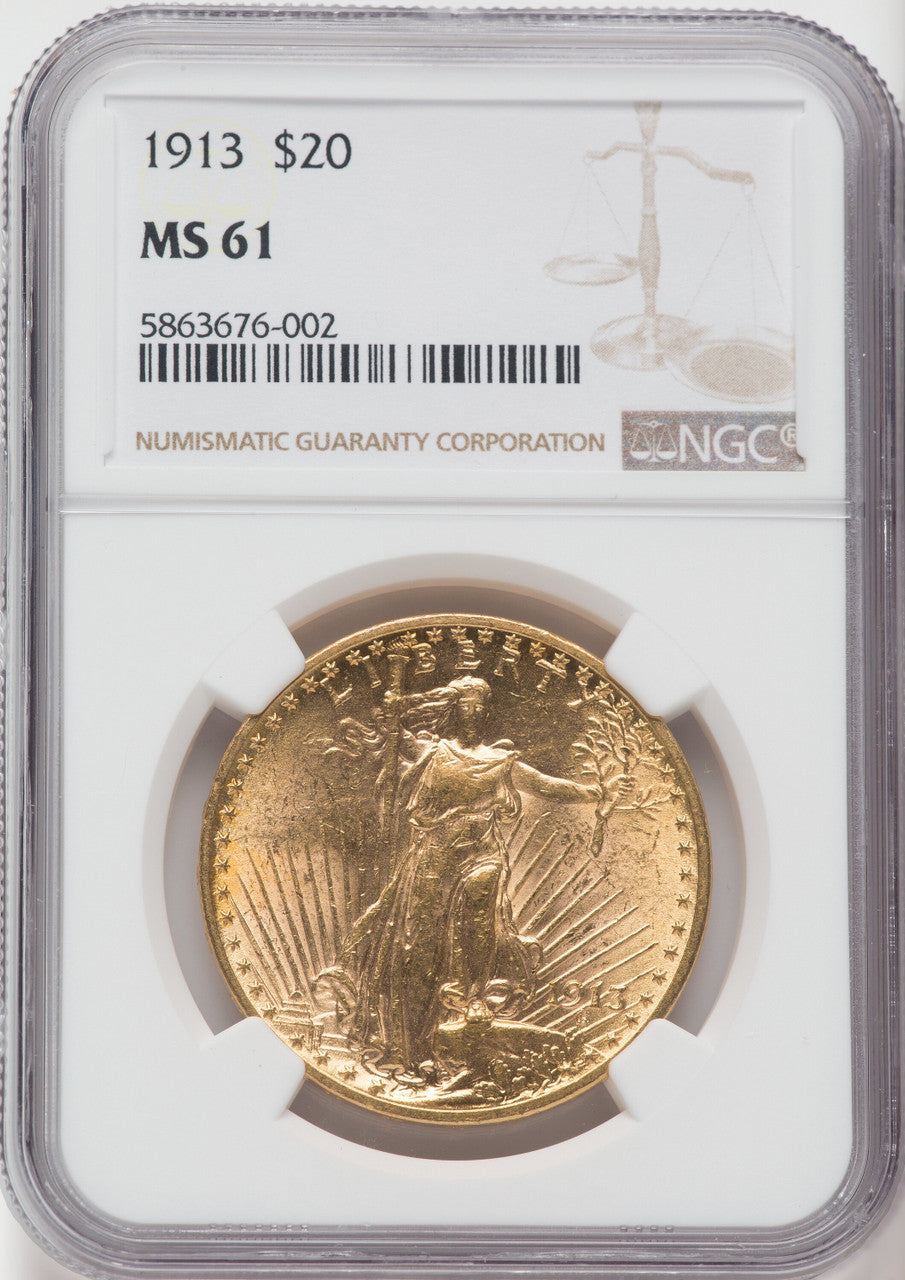 1913 $20 Saint-Gaudens Double Eagle NGC MS61