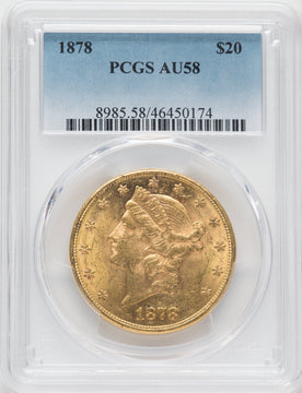 1878 $20 Liberty Double Eagle PCGS AU58