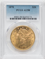 1878 $20 Liberty Double Eagle PCGS AU58