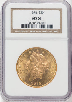 1878 $20 Liberty Double Eagle NGC MS61