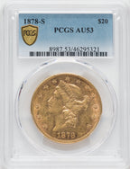 1878-S $20 Liberty Double Eagle PCGS AU53