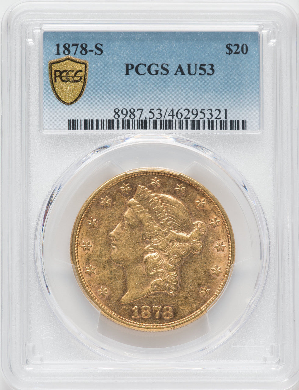 1878-S $20 Liberty Double Eagle PCGS AU53