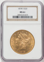 1878-S $20 Liberty Double Eagle NGC MS61