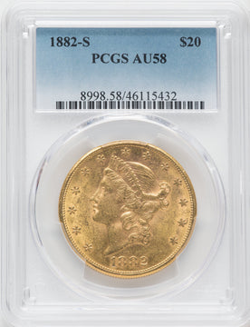 1882-S $20 Liberty Double Eagle PCGS AU58