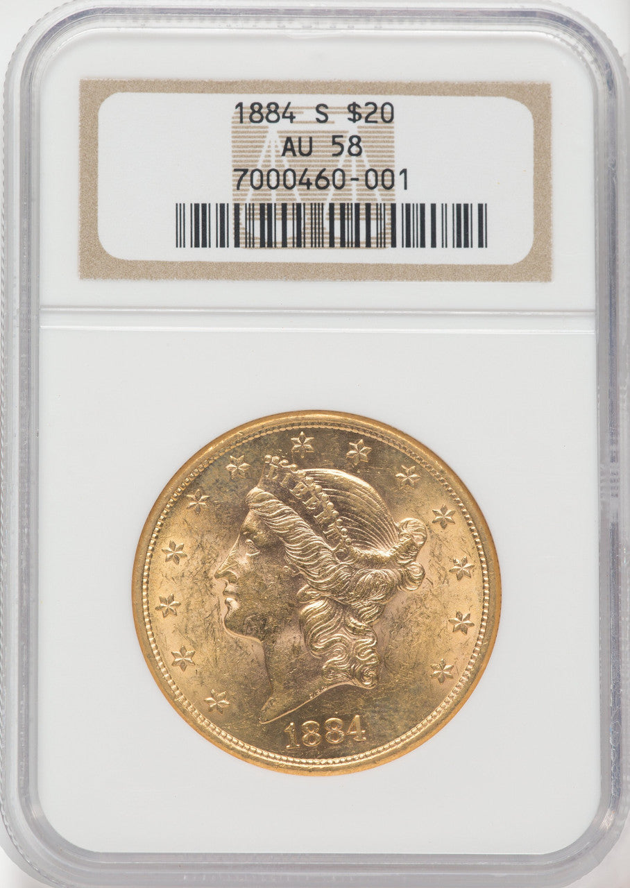 1884-S $20 Liberty Double Eagle NGC AU58