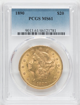 1890 $20 Liberty Double Eagle PCGS MS61