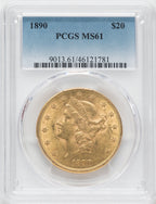 1890 $20 Liberty Double Eagle PCGS MS61