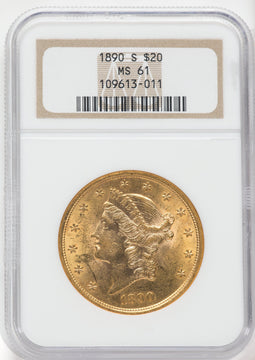 1890-S $20 Liberty Double Eagle NGC MS61