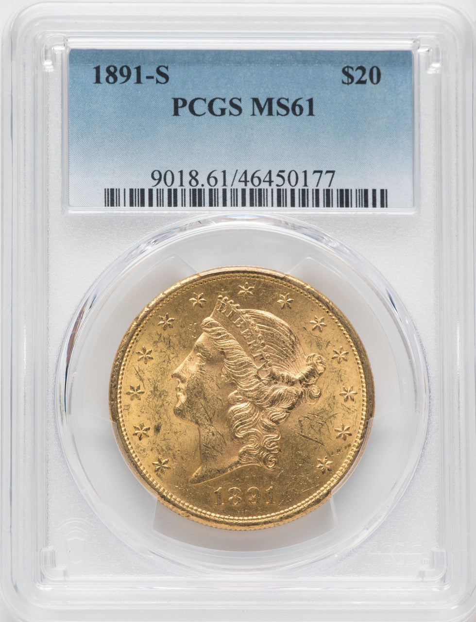 1891-S $20 Liberty Double Eagle PCGS MS61