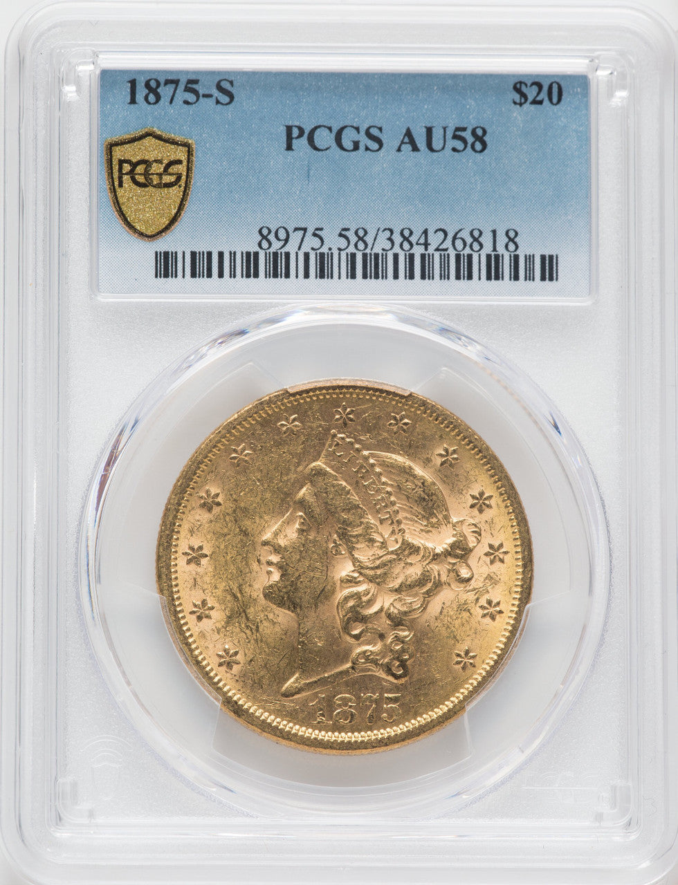 1875-S $20 Liberty Double Eagle PCGS AU58