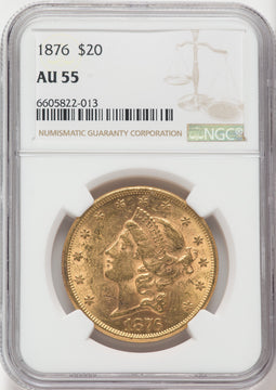 1876 $20 Liberty Double Eagle NGC AU55