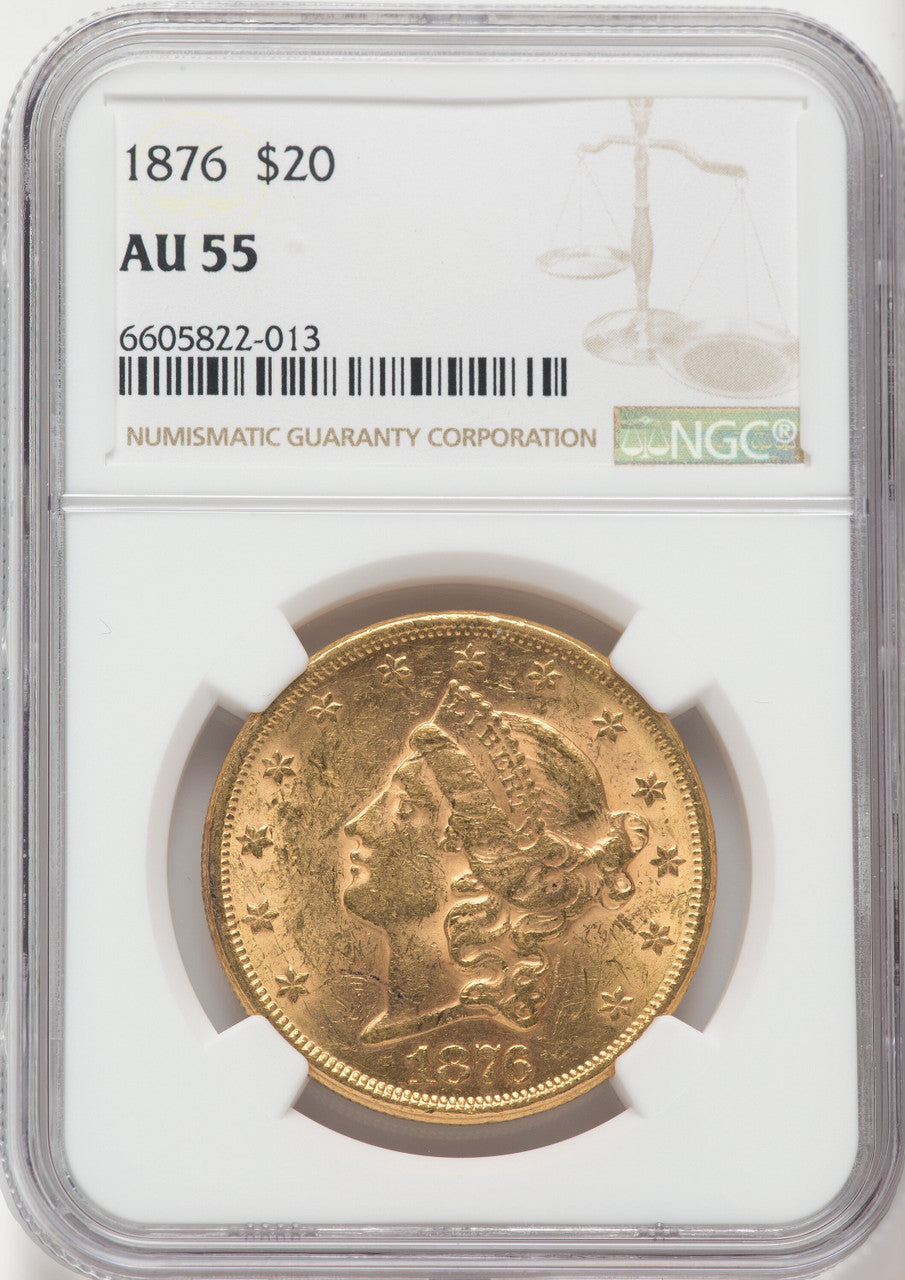 1876 $20 Liberty Double Eagle NGC AU55