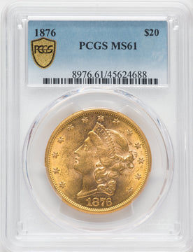 1876 $20 Liberty Double Eagle PCGS MS61