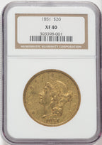 1851 $20 Liberty Double Eagle NGC XF40