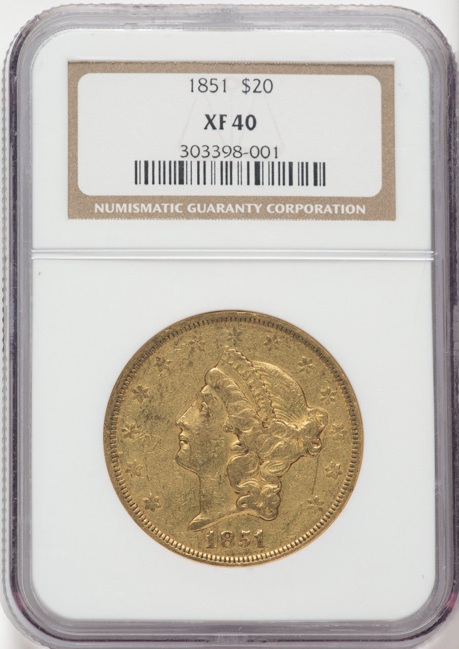 1851 $20 Liberty Double Eagle NGC XF40