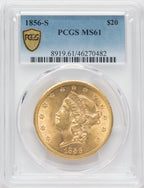 1856-S $20 Liberty Double Eagle PCGS MS61