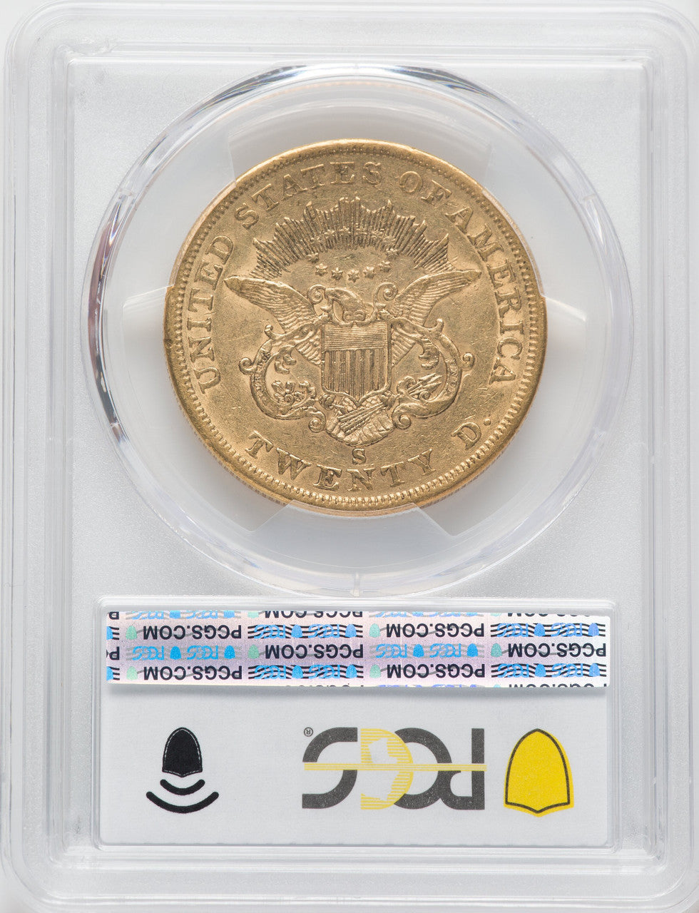 1861-S $20 Liberty Double Eagle PCGS AU50