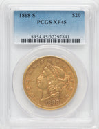1868-S $20 Liberty Double Eagle PCGS XF45