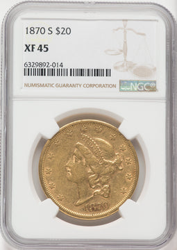 1870-S $20 Liberty Double Eagle NGC XF45
