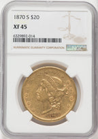 1870-S $20 Liberty Double Eagle NGC XF45