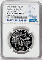 2022-W $100 One-Ounce Platinum Eagle Freedom of Speech First Strike NGC PF70