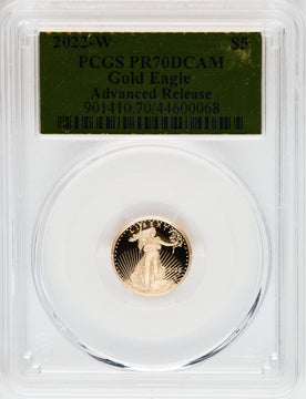 2022-W $5 Tenth Ounce Gold Eagle Advanced Release DC PCGS PR70