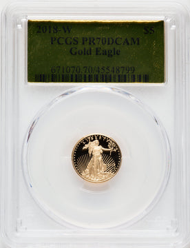 2018-W $5 Tenth Ounce Gold Eagle DC PCGS PR70