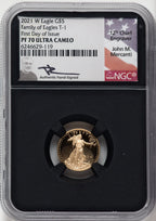 2021-W $5 Tenth Ounce Gold Eagle Type One First Day of Issue NGC PF70