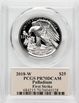 2018-W $25 Palladium First Strike Cleveland Art Deco PCGS PR70 (759943006)