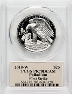 2018-W $25 Palladium First Strike Cleveland Art Deco PCGS PR70 (759943006)