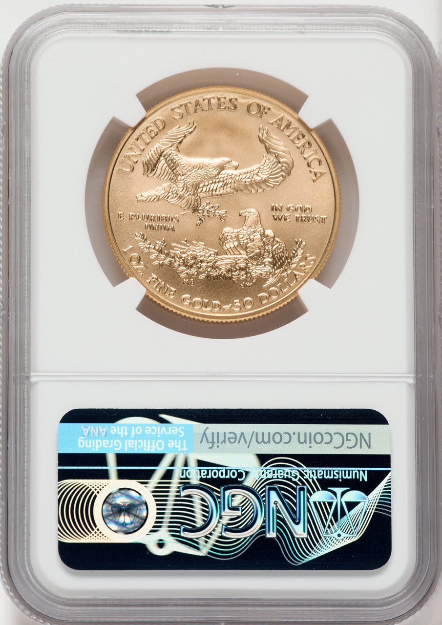 2019-W $50 One Ounce Gold Eagle Burnished First Strike NGC MS70 Don Everhart Signed