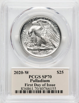 2020-W Palladium Eagle 1 oz Burnished FDI Thomas Cleveland Art Deco PCGS MS70