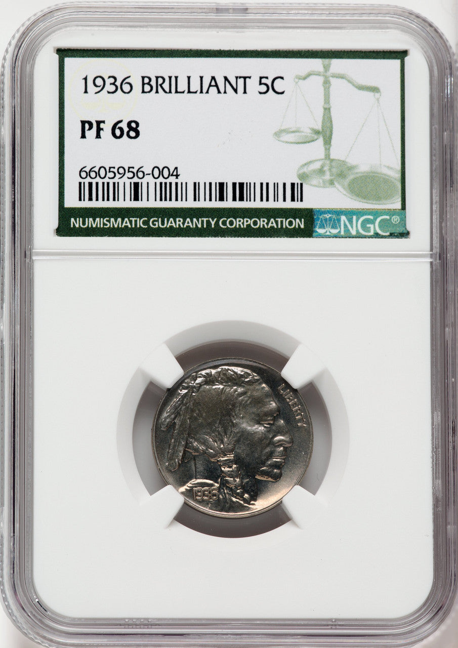 1936 5C Type Two Brilliant Proof Buffalo Nickel NGC PR68