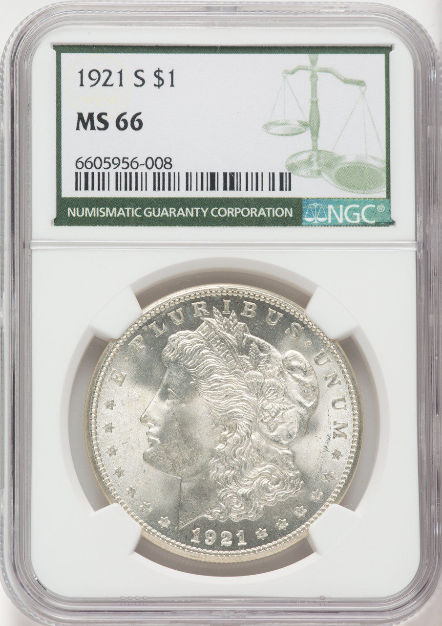 1921-S $1 Green Label Morgan Dollar NGC MS66