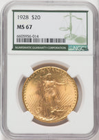 1928 $20 Green Label Saint-Gaudens Double Eagle NGC MS67
