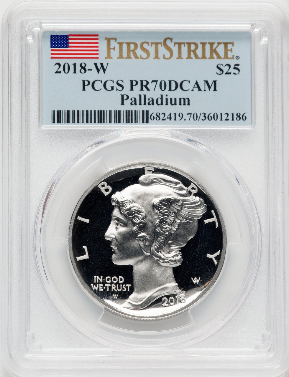 2018-W $25 Palladium First Strike PCGS PR70