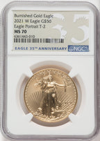 2021-W One-Ounce Gold Eagle Type Two Burnished NGC MS70