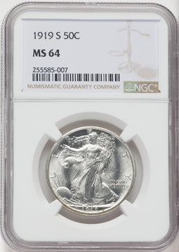1919-S 50C Walking Liberty Half Dollar NGC MS64