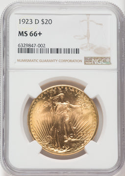 1923-D $20 NGC Plus Saint-Gaudens Double Eagle NGC MS66+