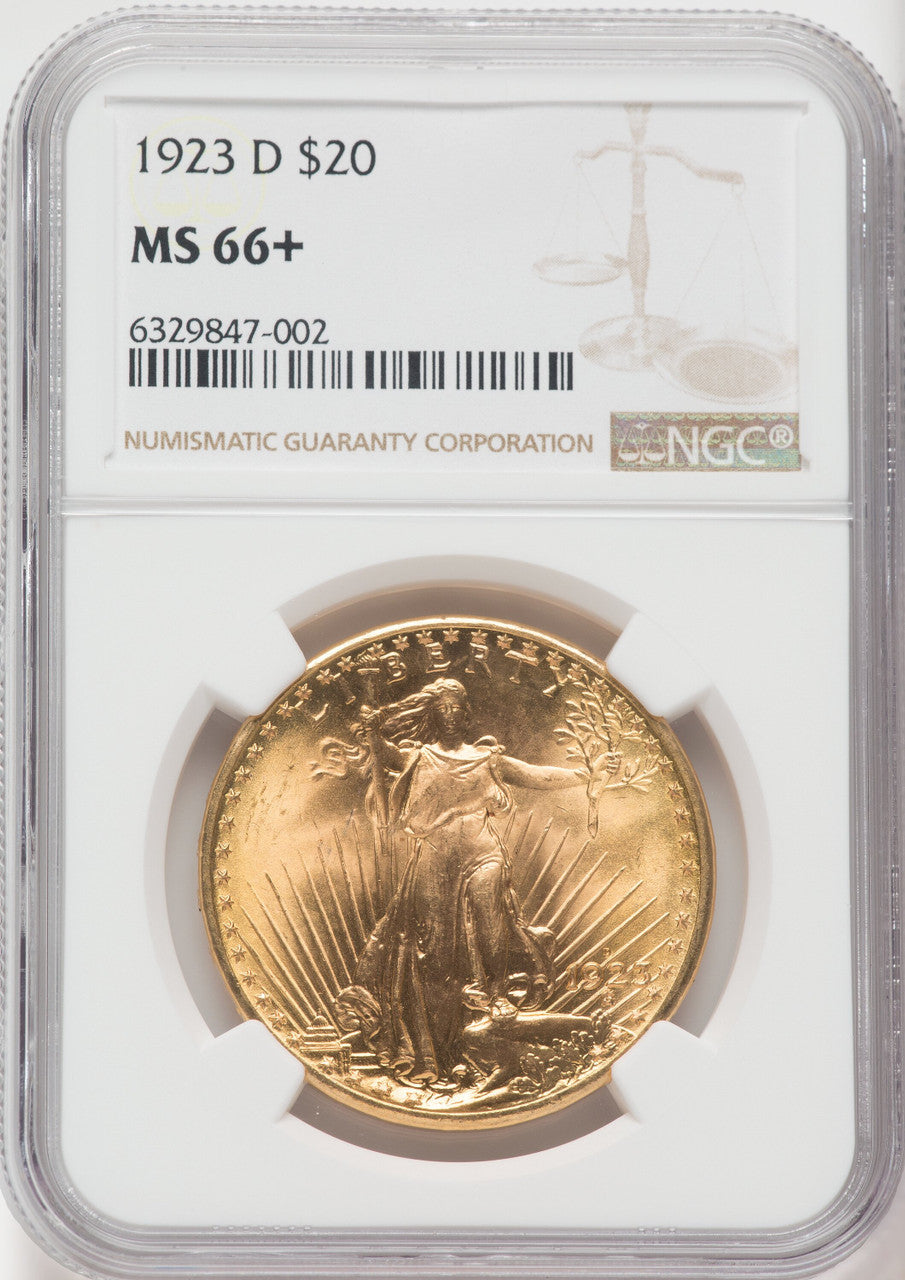 1923-D $20 NGC Plus Saint-Gaudens Double Eagle NGC MS66+