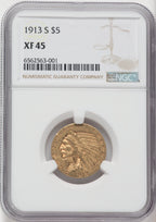 1913-S $5 Indian Half Eagle NGC XF45