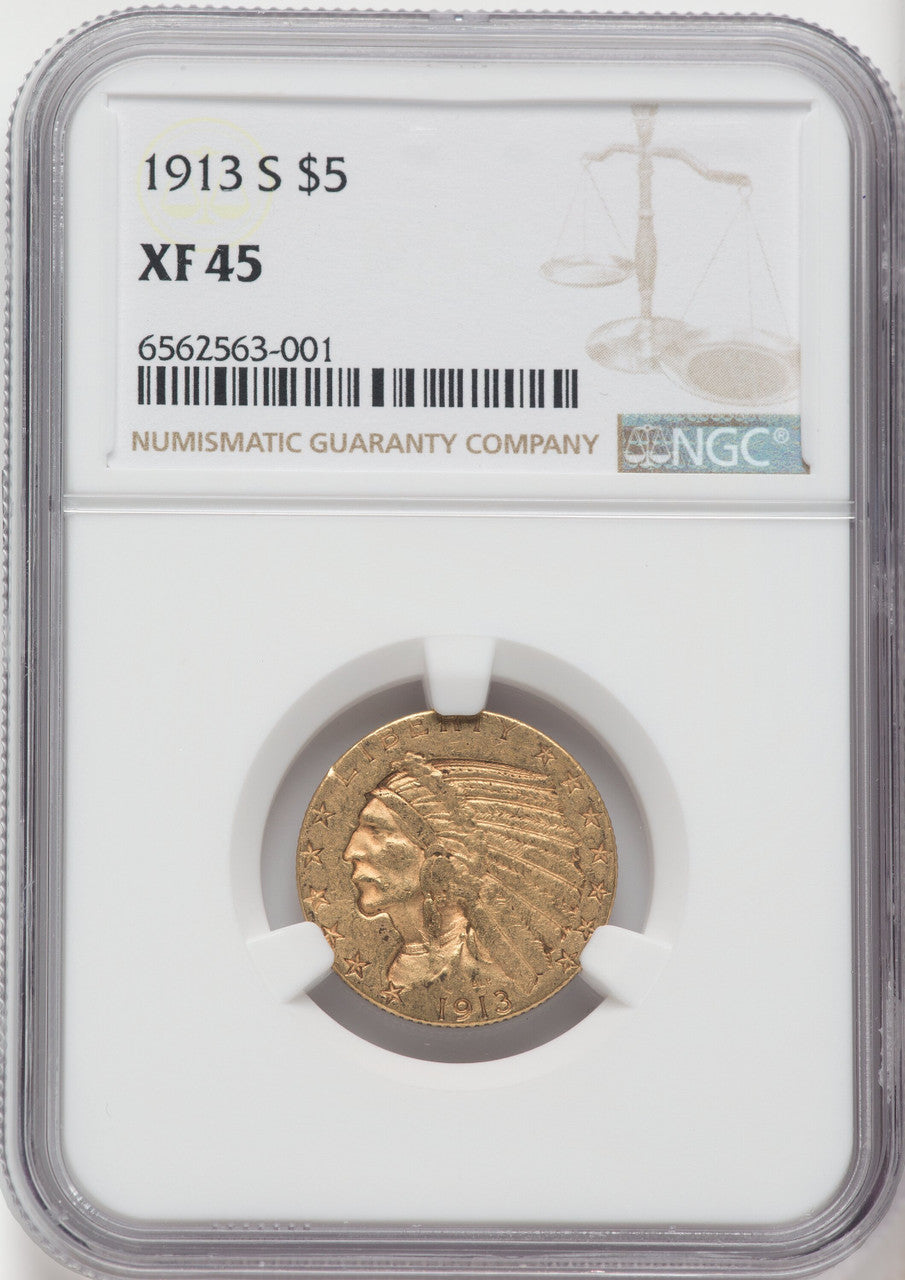 1913-S $5 Indian Half Eagle NGC XF45